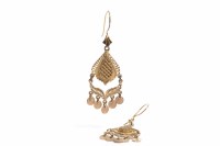 Lot 88 - PAIR OF TURKISH DROP EARRINGS each with...