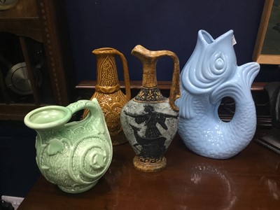 Lot 287 - A GURGLE JUG AND OTHER VARIOUS CERAMIC JUGS