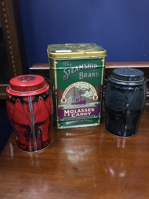 Lot 290 - A VINTAGE STEAMSHIRE BRAND CANDY TIN AND WILLIAMSON TEA TINS