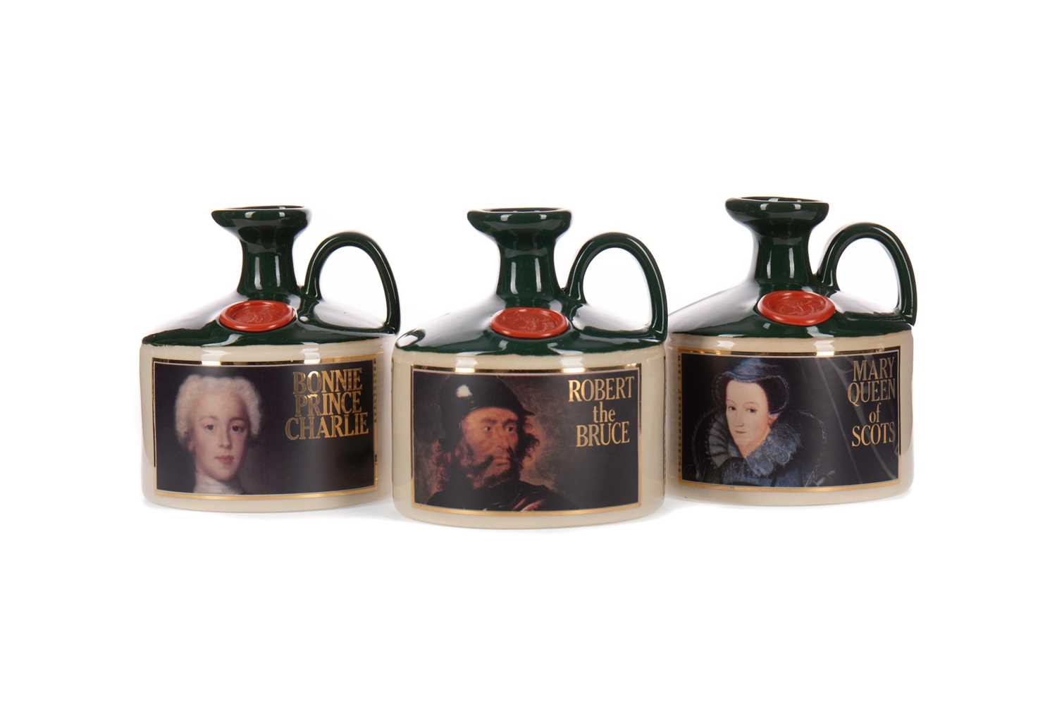 Lot 13 - GLENFIDDICH ROBERT THE BRUCE, MARY QUEEN OF SCOTS AND CHARLES EDWARD STUART CROCKS