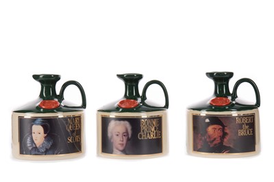 Lot 160 - GLENFIDDICH ROBERT THE BRUCE, MARY QUEEN OF SCOTS AND CHARLES EDWARD STUART CROCKS