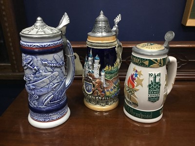 Lot 292 - A LOT OF VARIOUS BEER STEINS AND TWO GOBLETS