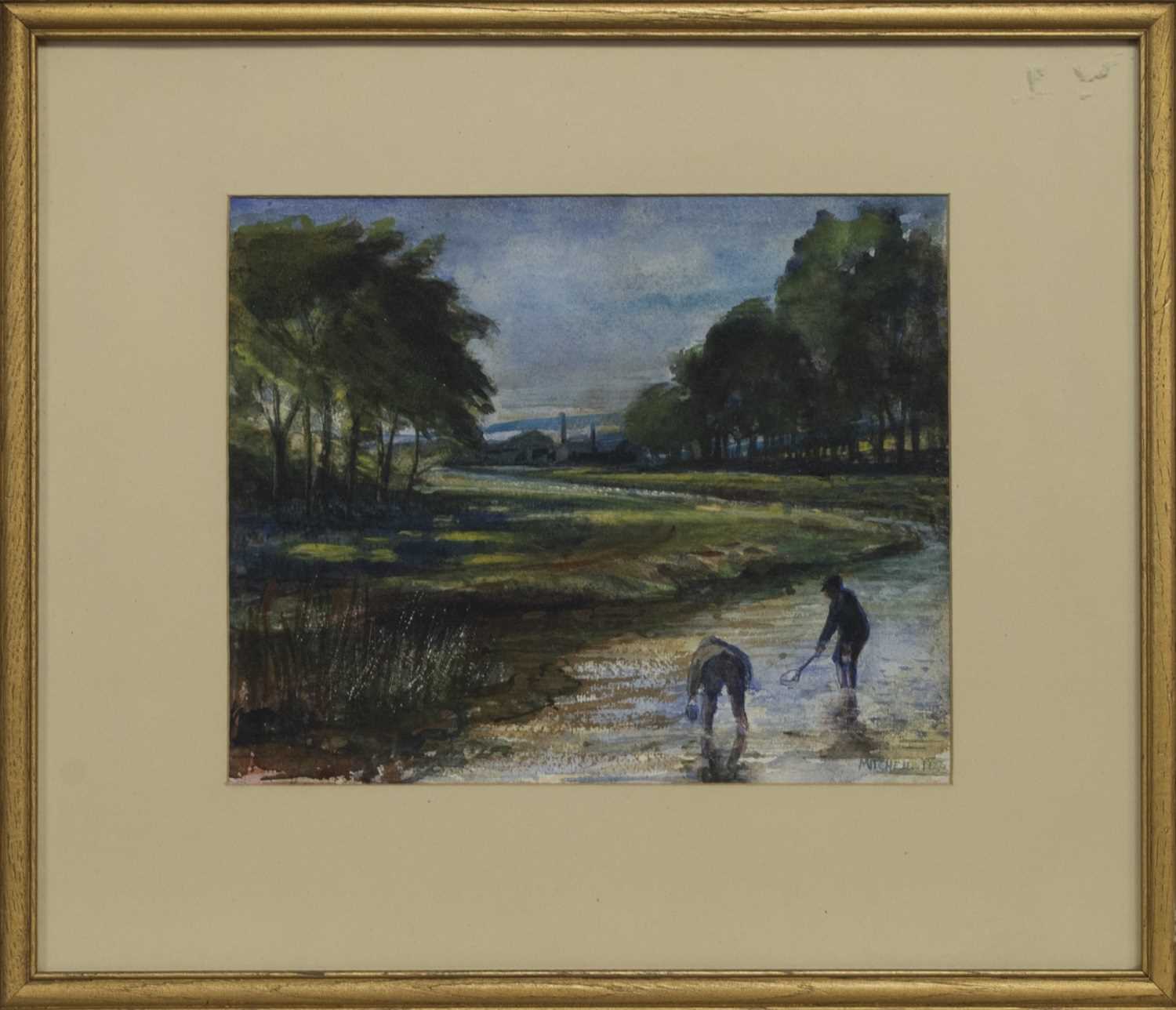 Lot 300 - TWO BOYS IN THE RIVER, A WATERCOLOUR BY MITCHELL