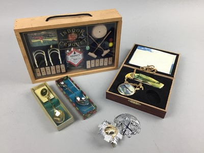 Lot 339 - A COLLECTION OF PIN BADGES, PUB ASH TRAYS, TOBACCO TINS AND OTHER OBJECTS