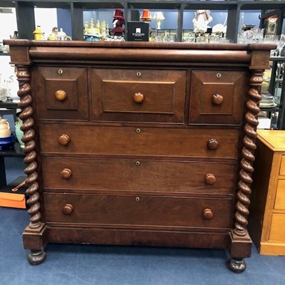 Lot 400 - A VICTORIAN MAHOGANY CHEST OF DRAWERS