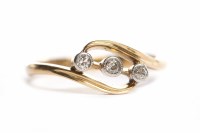 Lot 100 - EDWARDIAN DIAMOND THREE STONE RING the round...