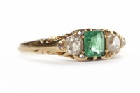Lot 101 - VICTORIAN EMERALD AND DIAMOND RING the central...