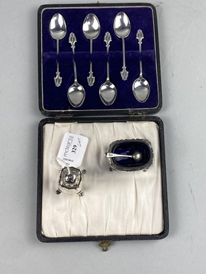 Lot 329 - A SET OF SIX SILVER TEASPOONS AND OTHER SILVER