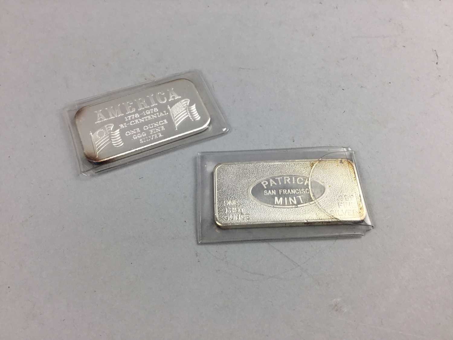 Lot 6 - A PATRICK MINT SILVER ONE OUNCE INGOT AND ANOTHER