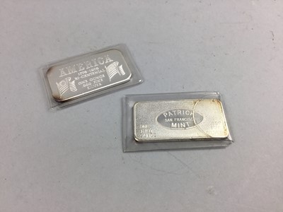Lot 6 - A PATRICK MINT SILVER ONE OUNCE INGOT AND ANOTHER