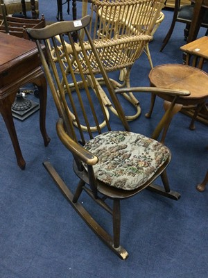 Lot 474 - AN ERCOL ROCKING CHAIR AND VARIOUS WALKING STICKS