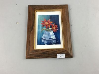 Lot 414 - FLOWERS IN A VASE, A CONTEMPORARY SCHOOL OIL