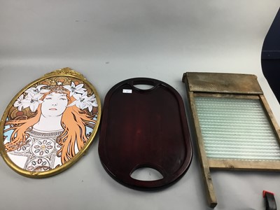 Lot 417 - A VINTAGE WASHBOARD AND OTHER ITEMS