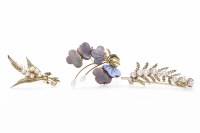Lot 113 - THREE GOLD AND SEED PEARL BROOCHES two of...