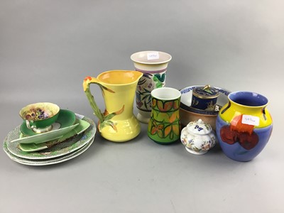 Lot 543 - A CARLTON WARE JUG, LEAF SHAPED DISH AND OTHER CERAMICS