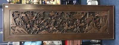 Lot 544 - A 20TH CENTURY CHINESE CARVED WOOD WALL PANEL