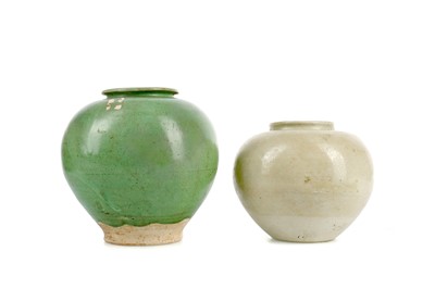 Lot 612 - A CHINESE GREEN GLAZED POTTERY JAR AND ANOTHER