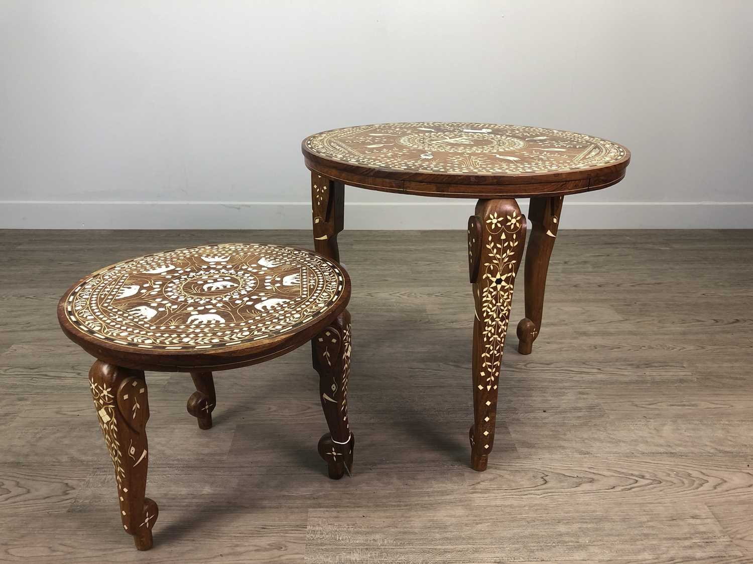 Lot 608 - A SET OF TWO INDIAN CIRCULAR OCCASIONAL TABLES