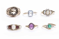 Lot 121 - GROUP OF GOLD RINGS including an amethyst set...
