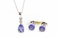 Lot 122 - TANZANITE PENDANT WITH MATCHING EARRINGS the...
