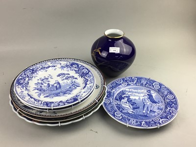 Lot 498 - A CHINESE VASE ALONG WITH BLUE AND WHITE CHARGERS AND PLATES