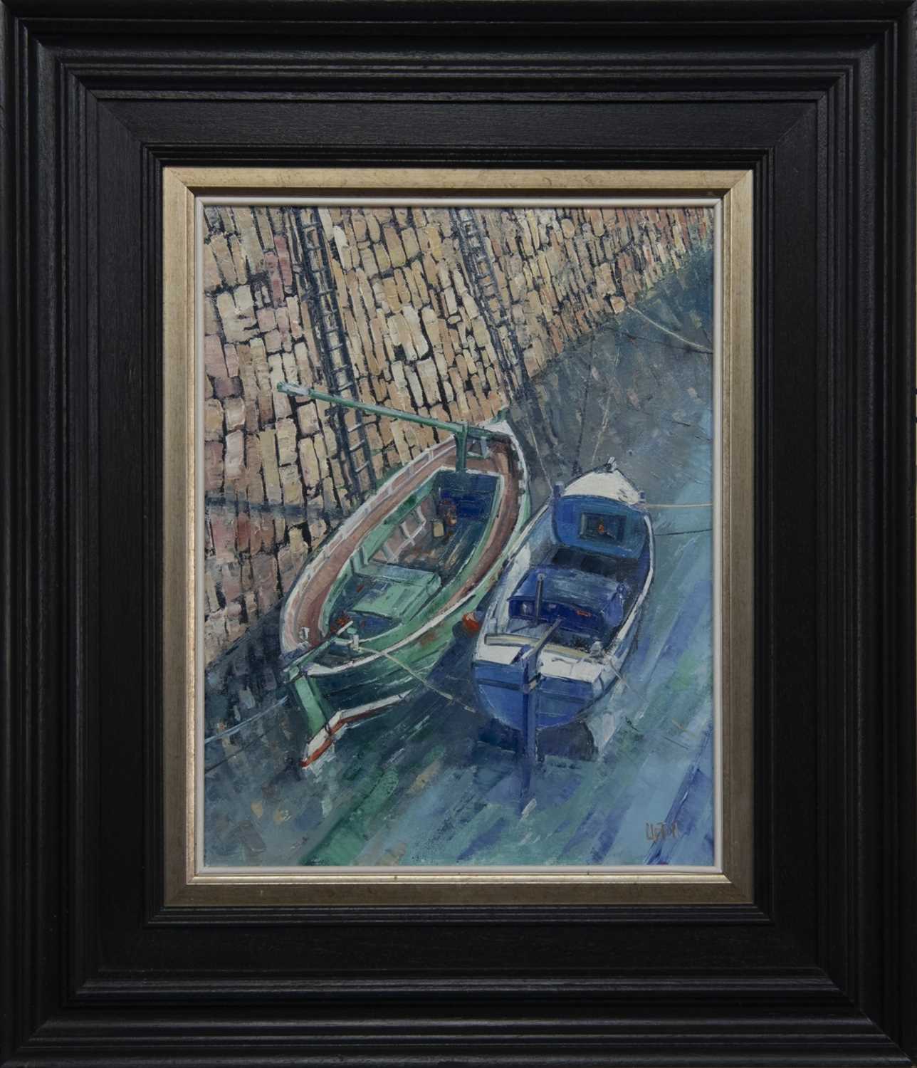 Lot 612 - CRAIL HARBOUR REFLECTIONS, AN OIL BY ERNI UPTON