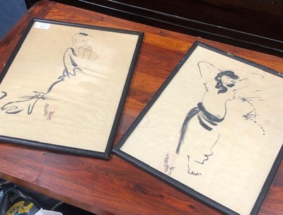 Lot 434 - A PAIR OF CHINESE BRUSH PAINTINGS