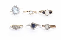 Lot 126 - SIX GOLD RINGS one in eighteen carat gold and...