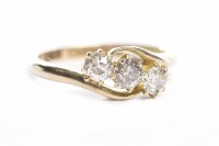 Lot 127 - VICTORIAN DIAMOND THREE STONE RING set with...
