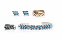 Lot 136 - NINE CARAT GOLD WEDDING BAND along with a...