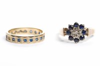 Lot 137 - SAPPHIRE AND DIAMOND CLUSTER RING 1970s, in...