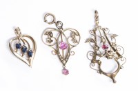 Lot 140 - GROUP OF GEM SET PENDANTS comprising a...