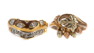 Lot 385 - A GEM SET RING AND ONE OTHER