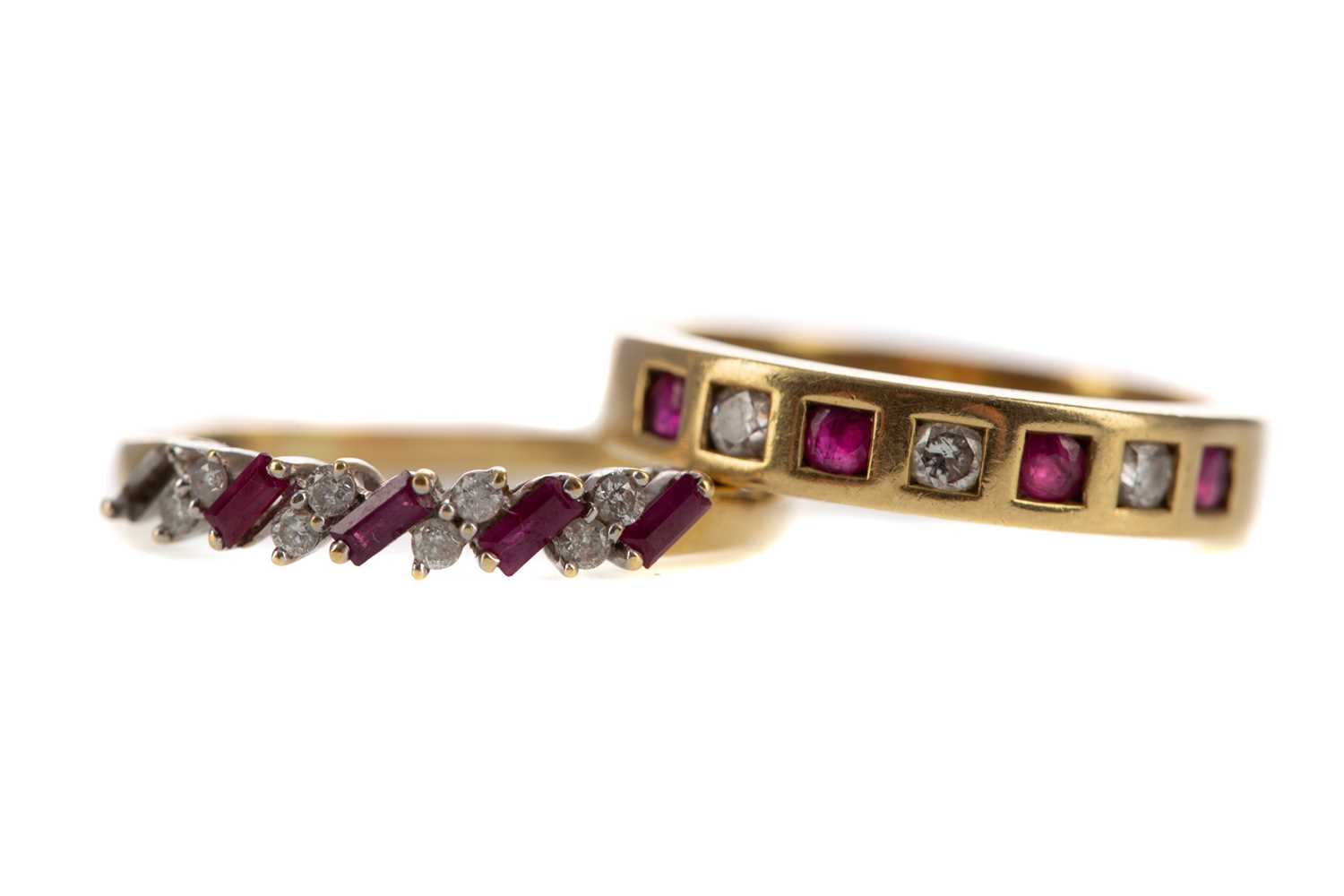 Lot 391 - TWO RUBY AND DIAMOND RINGS