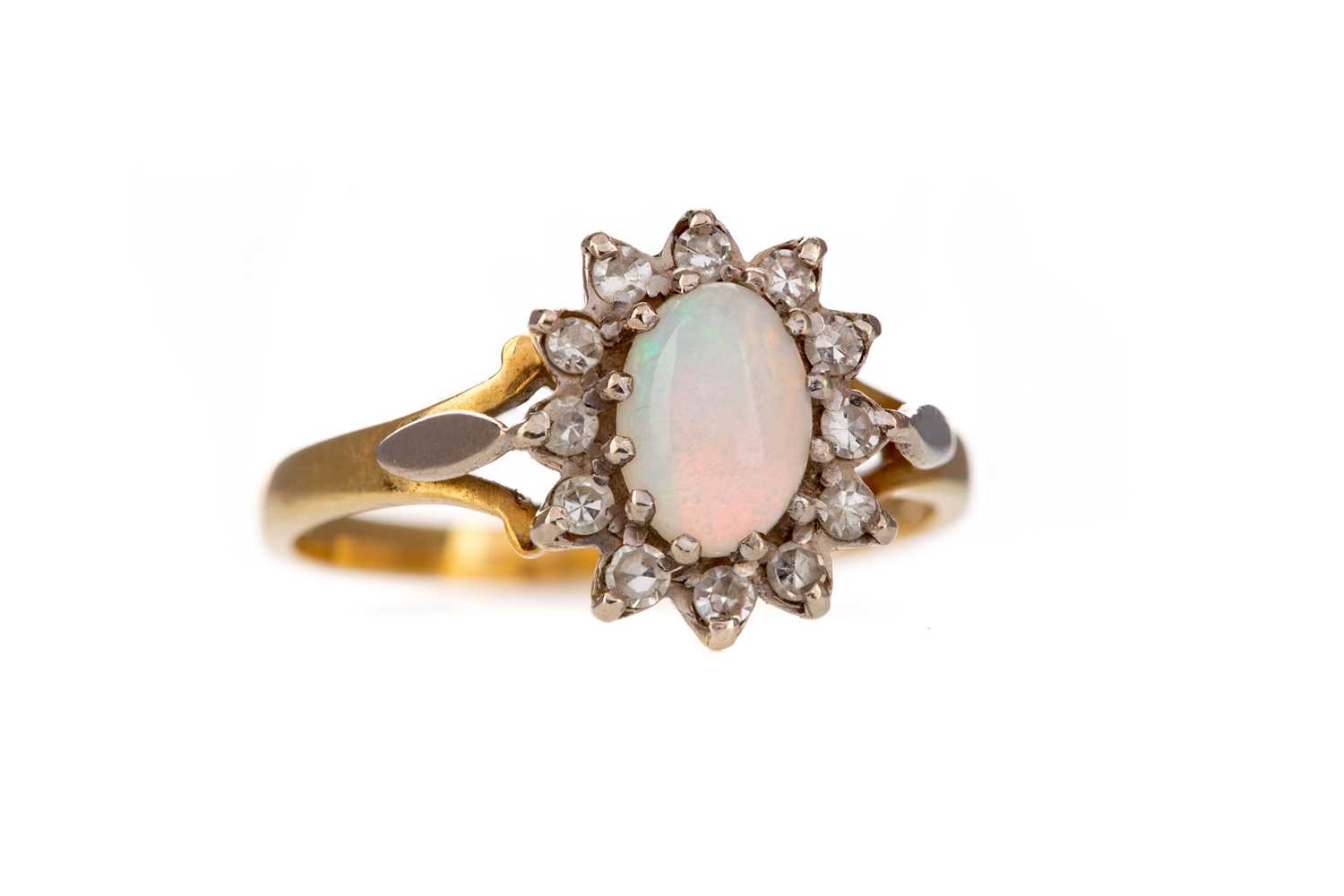 Lot 412 - AN OPAL AND DIAMOND RING