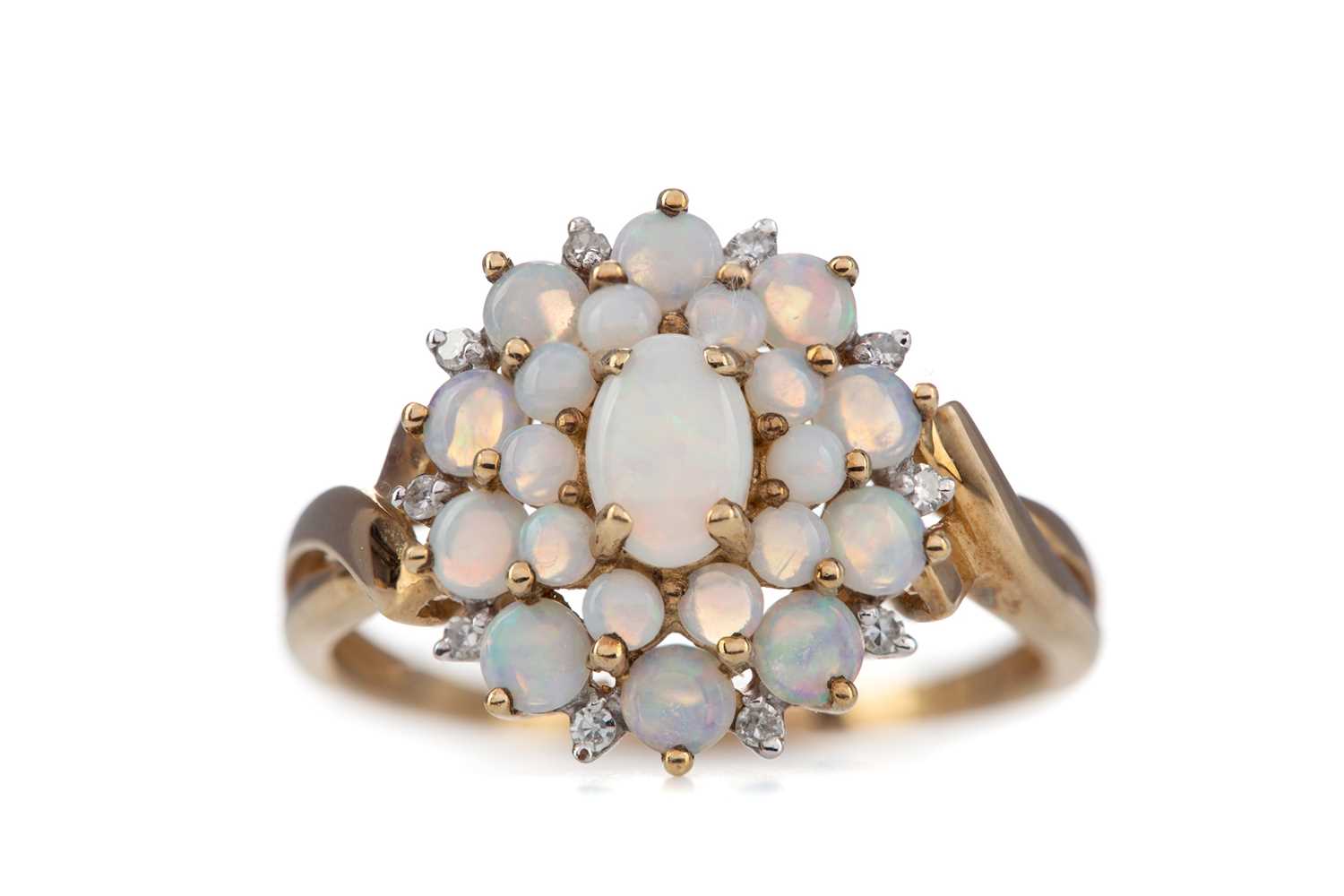 Lot 416 - AN OPAL CLUSTER RING