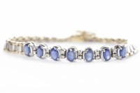 Lot 146 - SAPPHIRE AND DIAMOND BRACELET set with seven...