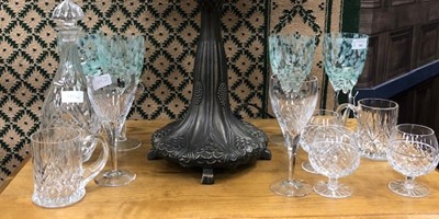 Lot 582 - A SET OF FOUR WINE GLASSES AND OTHER CRYSTAL AND GLASS WARE