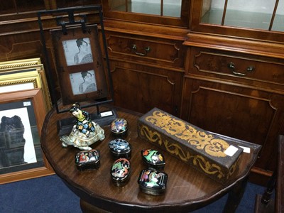 Lot 593 - A LOT OF FRANKLIN MINT LIDDED BOXES, PICTURE FRAME AND STORAGE BOX