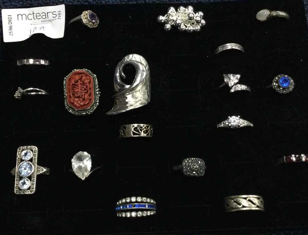 Lot 10 - A COLLECTION OF SILVER GEM SET RINGS