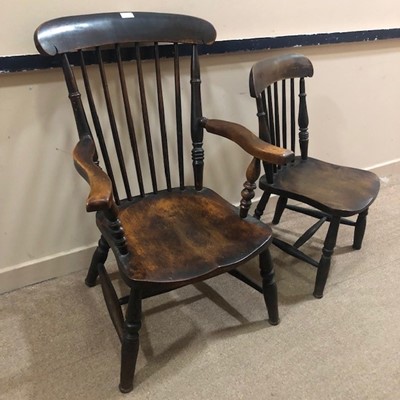 Lot 16 - A PAIR OF HIS & HERS EBONISED SCOTTISH VERNACULAR STICKBACK CHAIRS