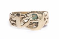 Lot 160 - NINE CARAT GOLD BELT MOTIF RING with pierced...