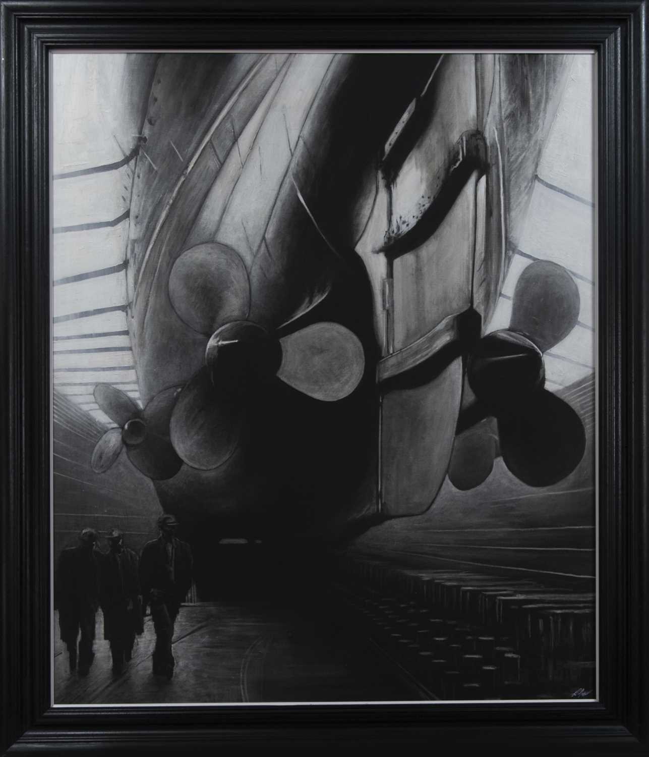 Lot 651 - CLYDE BUILT, A LARGE OIL BY RYAN MUTTER