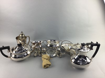 Lot 67 - A SILVER PLATED PART TEA SERVICE AND OTHER SILVER PLATED WARE