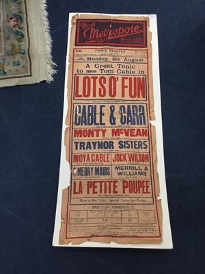 Lot 72 - AN EARLY 20TH CENTURY POSTER FOR THE NEW METROPOLE THEATRE