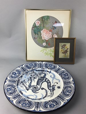 Lot 136 - A PAIR OF BLUE AND WHITE POTTERY CIRCULAR PLAQUES AND OTHER ITEMS