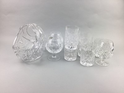 Lot 140 - A LOT OF FOUR CRYSTAL DECANTERS, GLASSES AND CRYSTAL
