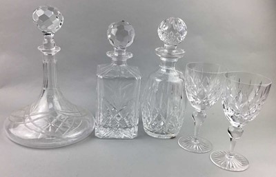 Lot 140 - A LOT OF FOUR CRYSTAL DECANTERS, GLASSES AND CRYSTAL