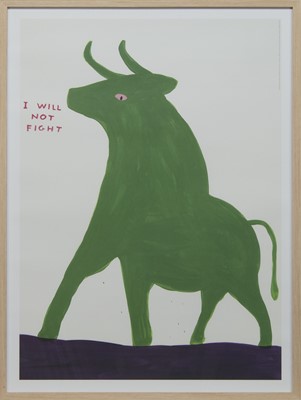 Lot 690 - I WILL NOT FIGHT, A LITHOGRAPH BY DAVID SHRIGLEY