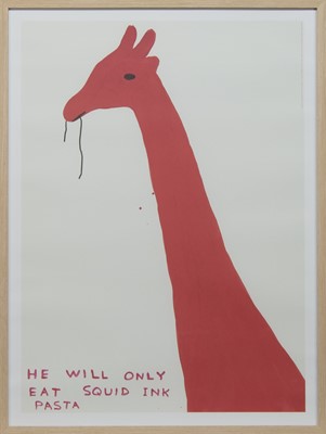 Lot 689 - HE WILL ONLY EAT SQUID INK PASTA, A LITHOGRAPH BY DAVID SHRIGLEY